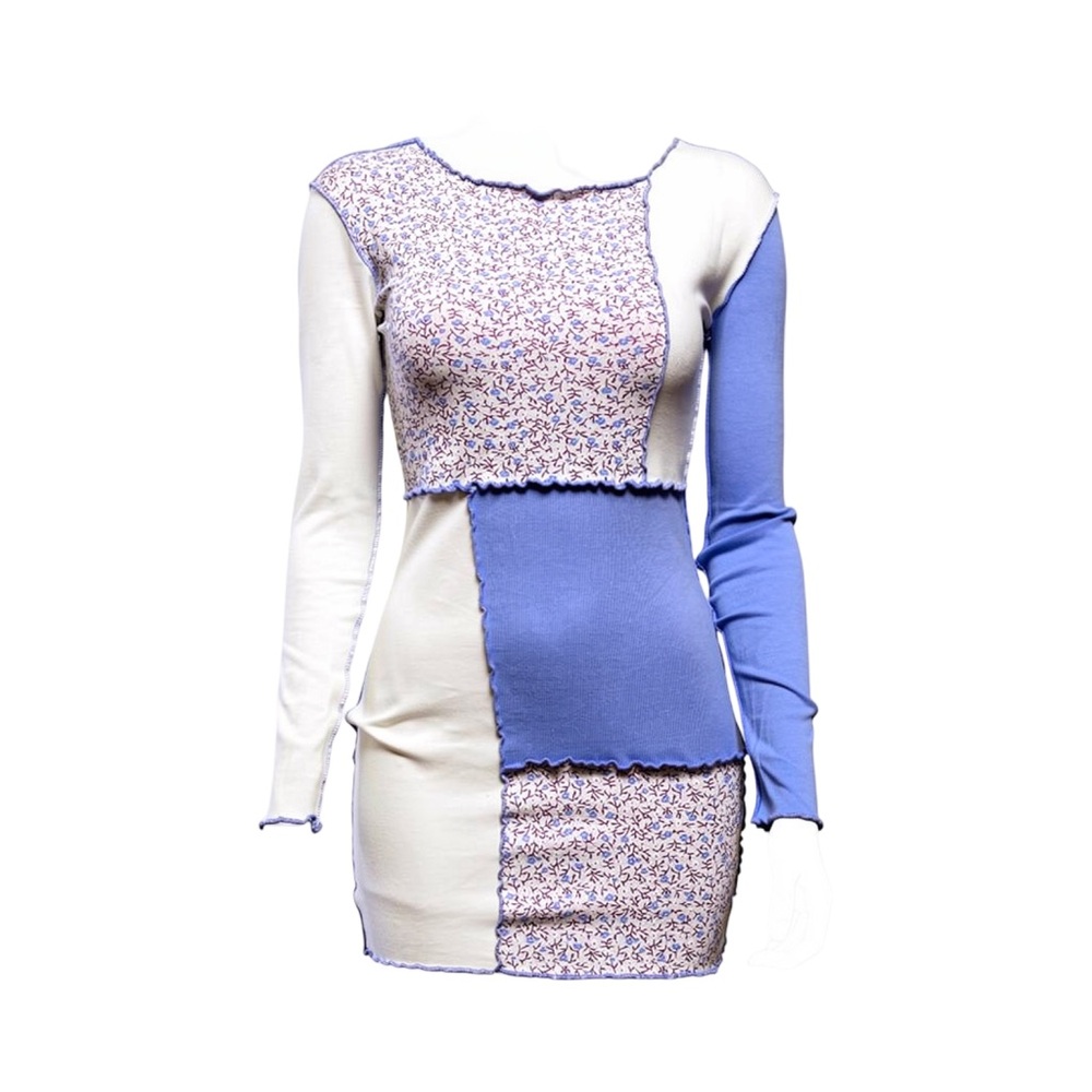 Patchwork Floral Mini Dress - image 1
